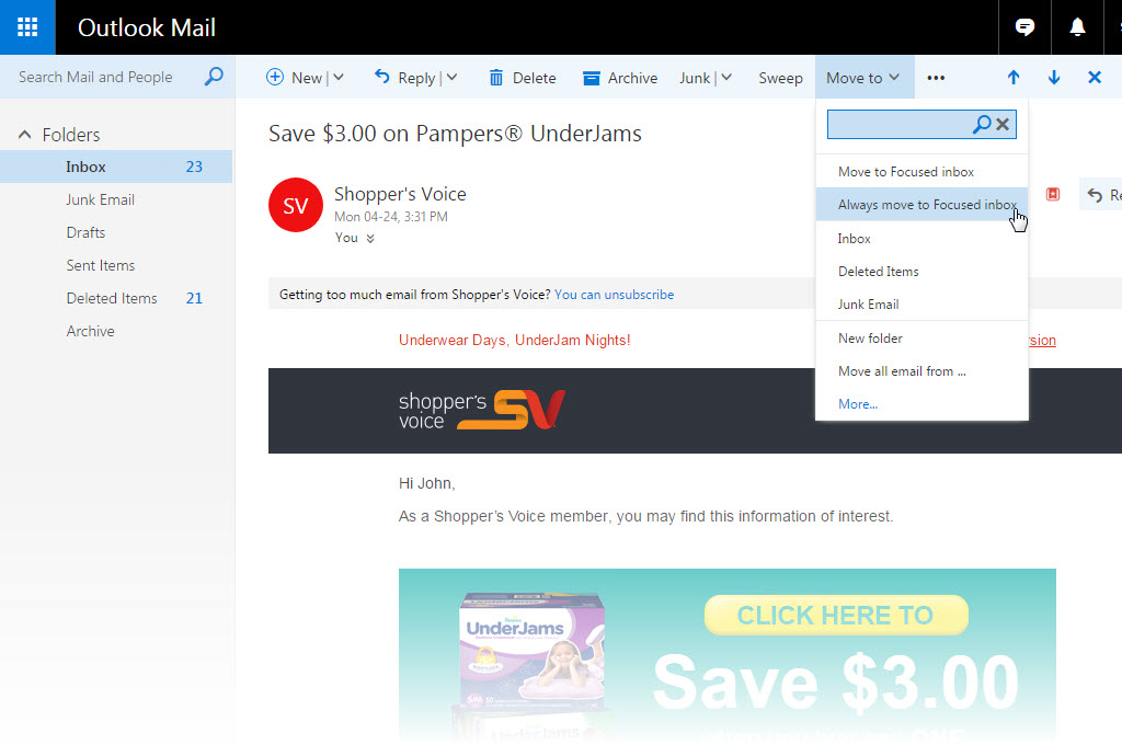 How To Make Email Arrive In The Focused Inbox Automatically In Outlook
